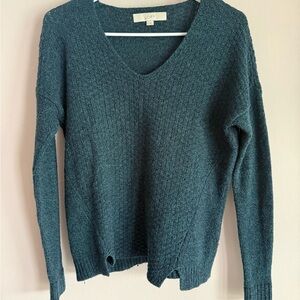 LOFT Women's Deep Teal V-Neck Sweater